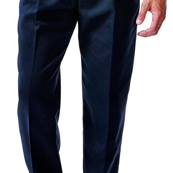 Haggar Cool 18 Pro Mens Classic Fit - Navy Pleated Pant - 48x32 Bigand Tall - Picture 7 of 9
